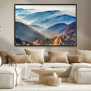 Misty Mountain Sunrise Triptych Canvas Print – Autumn