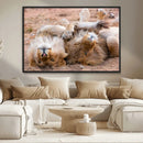 Lion Pair Wall Art Canvas Print – Framed Wildlife Scene with