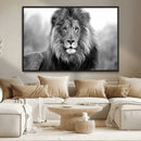 Black and White Lion Canvas Wall Art – Animal Print Artwork
