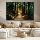 Sunlit Forest Pathway Canvas Print | 3 Panel Large Nature by MyGreatCanvas | Canvas Wall Art Prints | Photo Prints & Wall Decor