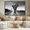 Black and White Elephant Wall Art Canvas Print