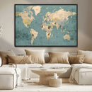 Classic World Map Canvas Print – Framed Vintage Map Wall by MyGreatCanvas | Canvas Wall Art Prints | Photo Prints & Wall Decor