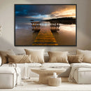Serene Lake Pier at Sunset Canvas Print | Landscape Canvas