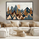 Abstract Wood Panel Effect Mountain Range Top Wall Art