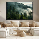 Misty Forest Wall Art Premium Canvas Print a Foggy and