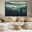 Misty Forest Wall Art Premium Canvas Print a Foggy and