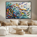 Modern Abstract Fish Shoal Wall Art Canvas Print, Colorful by MyGreatCanvas | Canvas Wall Art Prints | Photo Prints & Wall Decor