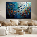 Modern Abstract Fish Shoal Wall Art Canvas Print, Colorful