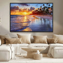 Serene Beach Sunset Wall Art Canvas- Coastal Seascape Print
