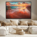 Sunset Beach Wall Art | Ocean Canvas Print | Coastal Wall