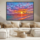 Vibrant Sunset Beach Wall Art - Ocean Sunset Canvas Print |