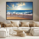 Serene Ocean Sunset Canvas Wall Art - Beach Waves at Sunset,
