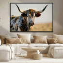 Texas Bull Longhorn Wall Art Canvas Print for Farm House