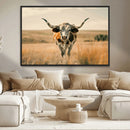 Texas Cow Longhorn Wall Art Canvas Print for Farm House Wall