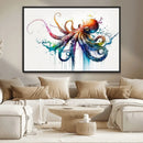 Watercolor Vibrant Octopus Wall Art Canvas Print | Abstract