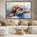 Watercolor Sea Turtle Wall Art Canvas Print - Vibrant Ocean