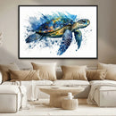 Turtle Wall Art Canvas Print, Framed Watercolor Turtle Art