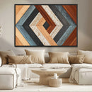 Geometric Wood Art Wall Decor Canvas Print, Rustic Wooden