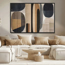 Abstract Minimalist Canvas Wall Art - Neutral Geometric
