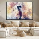 Abstract Watercolor Golf Player Wall Art Canvas Print