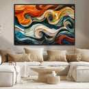 Abstract Wave Wall Art | Ready to Hang Framed Canvas Print |