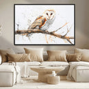 Barn Owl Wall Art on Branch | Stunning Canvas Print for