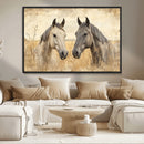 Chines Ink Style Grunge Horses Wall Art Canvas Print