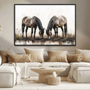 Chines Ink Style Horses Wall Art Canvas Print