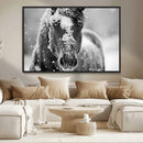 Black and White Horse Winter Wall Art | Ready to Hang and