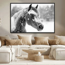 Black Horse Winter Wall Art | Ready to Hang and Framed |