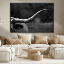 Cow Longhorn Wall Art | Black and White Print | Ready to by MyGreatCanvas | Canvas Wall Art Prints | Photo Prints & Wall Decor