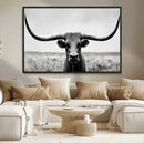Longhorn Bull Canvas Print | Rustic Farmhouse Wall Art |