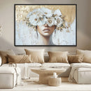 Golden Petal Wall Art - Canvas Print Flower Head Woman