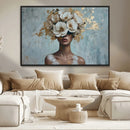 Golden Petal Wall Art - Petal Silhouette Woman Wall Art by MyGreatCanvas | Canvas Wall Art Prints | Photo Prints & Wall Decor