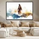 Watercolor Jesus Walking Wall Art Print, Jesus Water Canvas