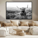 Scottish Highland Cow Wall Art | Black and White Canvas by MyGreatCanvas | Canvas Wall Art Prints | Photo Prints & Wall Decor