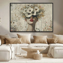 Abstract Floral Women Patel Wall Art Canvas Print