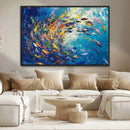 Colorful Swirling Fish School Wall Art Canvas Print |
