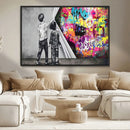 Banksy Print - Street Art Canvas Wall Art - Kids Revealing