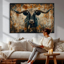 Longhorn Wall Art – Rustic Western Bull Canvas Print, Modern