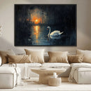 Abstract Swan on Water Wall Art Canvas Print - Elegant