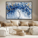 Blue and Gold Abstract Tree Wall Art Canvas Print | Modern