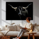 Texas Black Longhorn Bull Wall Art Canvas Print - Western by MyGreatCanvas | Canvas Wall Art Prints | Photo Prints & Wall Decor