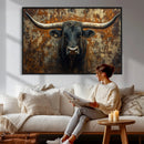Longhorn Texas Cow Bull Wall Art | Rustic Farmhouse Canvas by MyGreatCanvas | Canvas Wall Art Prints | Photo Prints & Wall Decor