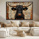 Rustic Texas Artwork Wall Art Canvas Print - Abstract Cow
