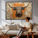 Abstract Cow Longhorn Bull Wall Art Canvas Print - Rustic by MyGreatCanvas | Canvas Wall Art Prints | Photo Prints & Wall Decor