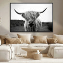 Highland Cow Wall Art | Black and White Farmhouse Decor |