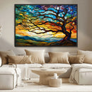 Vibrant Mosaic Tree of Life Wall Art | Stained Glass Style