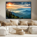 Sunrise Over Mountain Range Wall Art Canvas Print, Farmhouse
