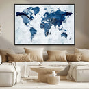 Modern Blue World Map Canvas Print – Framed Wall Art, by MyGreatCanvas | Canvas Wall Art Prints | Photo Prints & Wall Decor